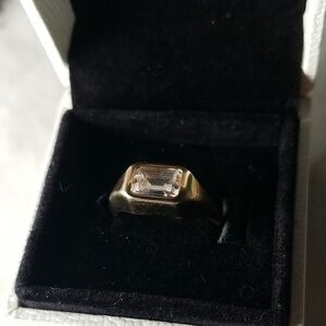 Gold Plated Silver Solitaire Ring Sz 7